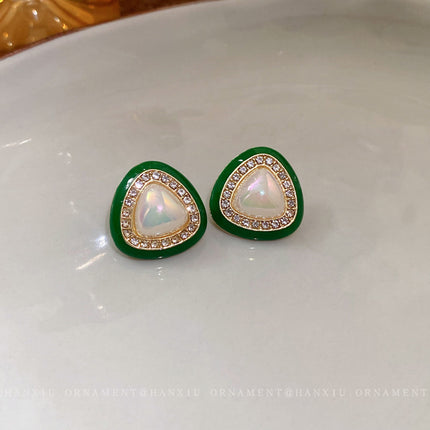 Geometric Triangle Pearl Stud Earrings - FASHION SHEGOODS LLC