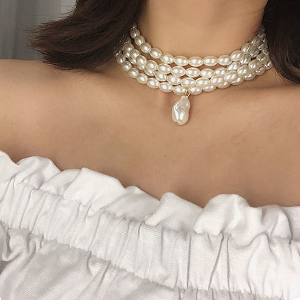 Multi Layer Baroque Pearl Choker Necklace for Women - FASHION SHEGOODS LLC