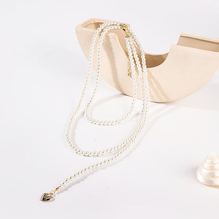 Long Pearls Necklace Layer Beads Heart Pendant Vintage Jewelry - FASHION SHEGOODS LLC