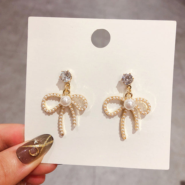 Bowknot Pearls Earrings