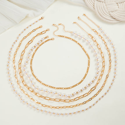 Layer Pearl Necklace Long Chain Necklace - FASHION SHEGOODS LLC