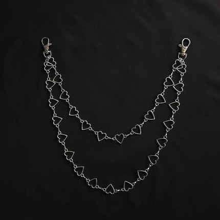 Double Chain Love Waist Chain Hip Hop Heart Pants Chain
