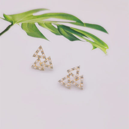 Geometry Rhinestone Triangle Stud Earrings - FASHION SHEGOODS LLC