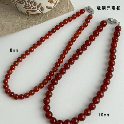 Nature Stone Black Red Beaded agate necklace