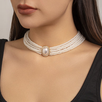 Elegant Multi Layered Layered Stone Necklace