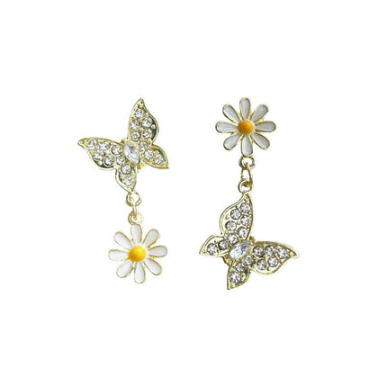 Flower Rhinestone Butterfly Stud Earring