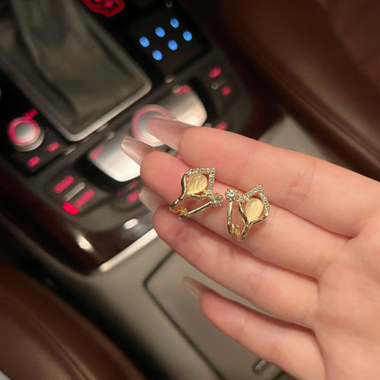 Geometric Opal Stud Earrings - FASHION SHEGOODS LLC