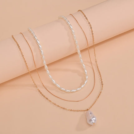Irregular Baroque Faux Pearl Beads Necklace Choker - FASHION SHEGOODS LLC