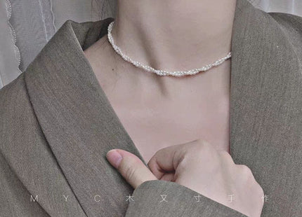 Vintage Layered Pearl Choker Necklace Double Strand Pearl Necklace