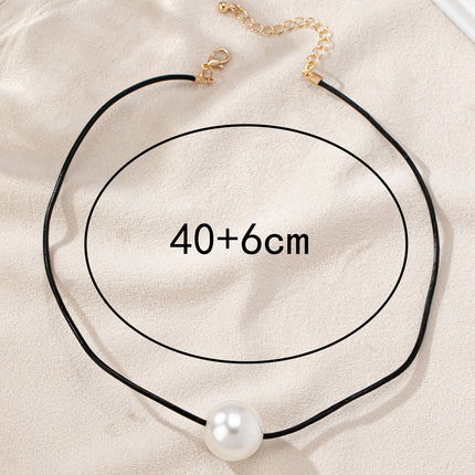 Black Wax Rope Single Pearl Necklace