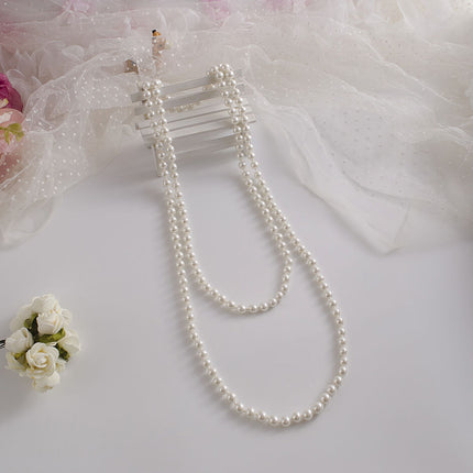 Glass Pearls Necklace Retro Pearls Long Necklace Chain for Party - FASHION SHEGOODS LLC