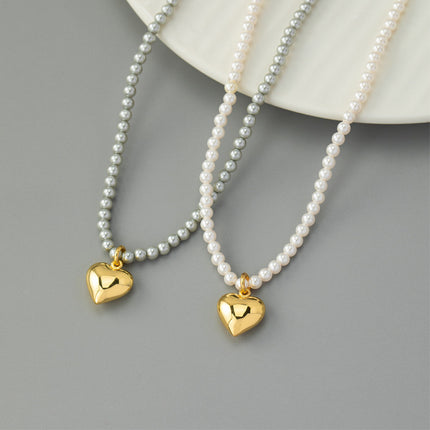 Heart Pearl Beads Chain Choker Necklaces - FASHION SHEGOODS LLC