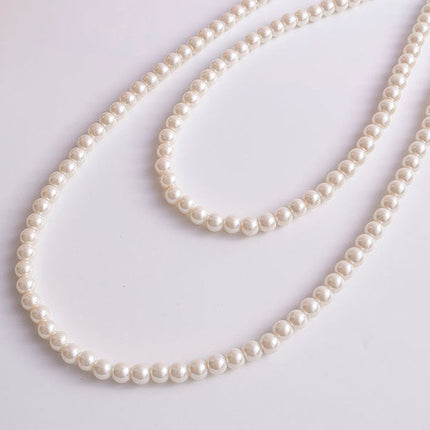 Multi Strand Glass Faux Pearl Layer Necklace for Women Girls