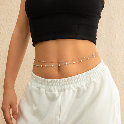 Metallic Sequin Silver Belly Waist Chain