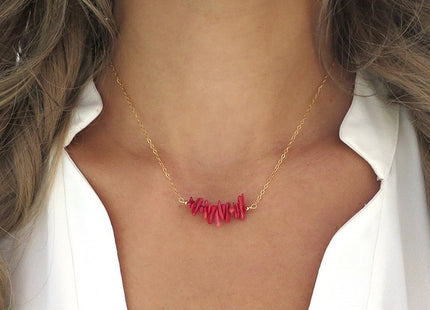 Red Coral Stone Lucky Necklace