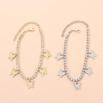 Rhinestone Butterfly Ankle Chain