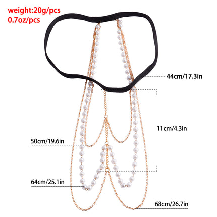 Sexy Beach Body Chain Nightclub Party Multi-layer Pearl Leg Chain