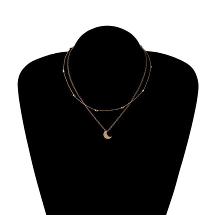 Moon Charm Double Layer Necklace - FASHION SHEGOODS LLC