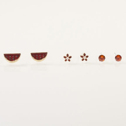 Watermelon fruit stud earrings set