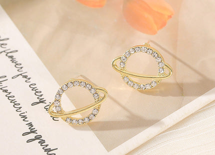 Twist Hollow Round Rhinestone Stud Earring