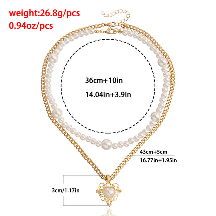 Hollow Love Cross Pendant Pearl Necklace - FASHION SHEGOODS LLC