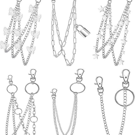 Punk Rock Layered Chain Belts Metal Keychains