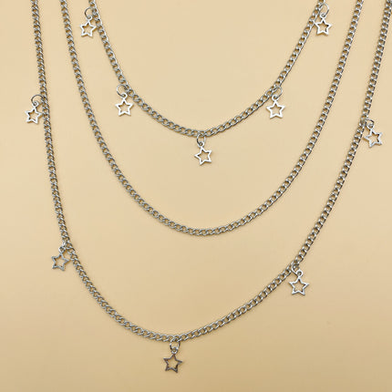 Vintage Metal Key Pendant Multi-layer Star Waist Chain