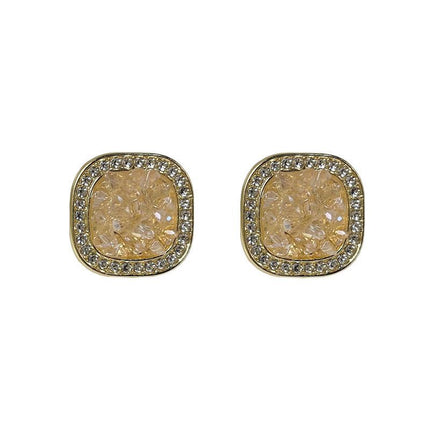 Geometric Square Crystal Studs Earrings - FASHION SHEGOODS LLC