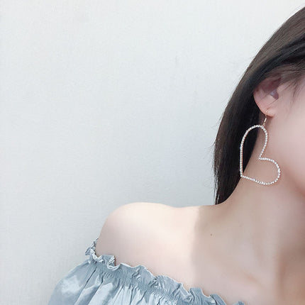 Rhinestone Hoop Heart Earings
