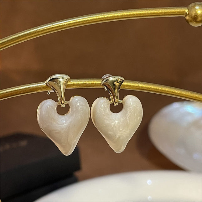 Enamel Heart Drop Earrings for Women
