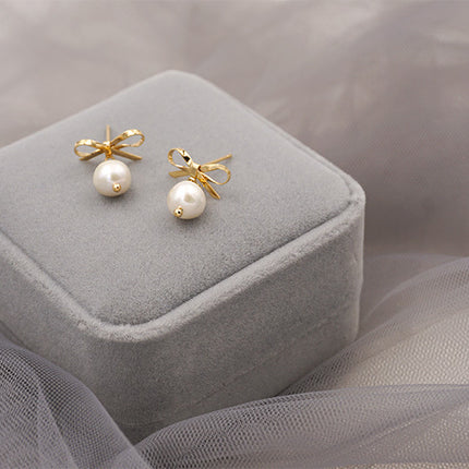 Elegant Pearl Bow Knot Earrings
