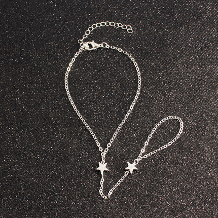 Geometric Star Charm Slave Bracelet With Ring