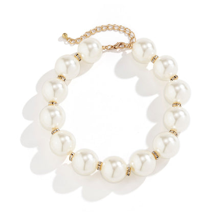 Bridal Statement Necklace Jewelry Big Pearl Rhinestone Choker