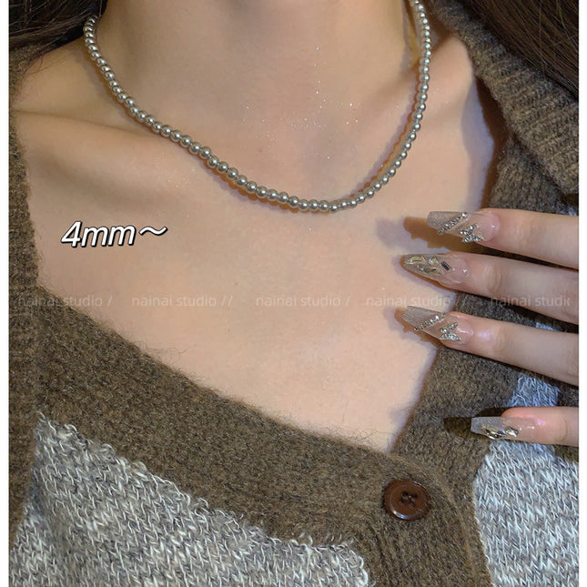 Gray Glass Pearl Fashion Necklaces for Gift