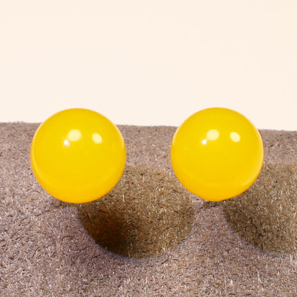 Natural Agate Stud Earrings Simple Round Bead Earrings