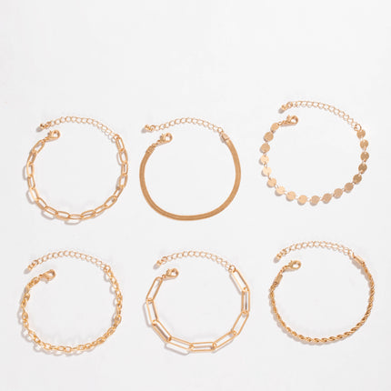 Rectangle Paper Clip Chain Bracelet Set