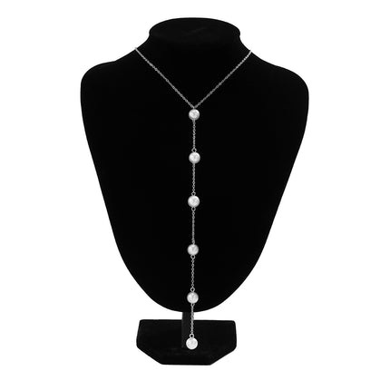 Simple Long Pearl Beads Tassel Chain Necklace