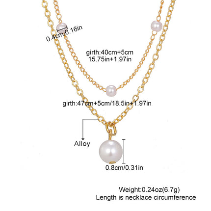Pearl Tassel Pendant Necklace Double Layer