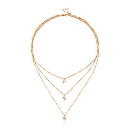 Layer Chain Zircon Pendant Necklace