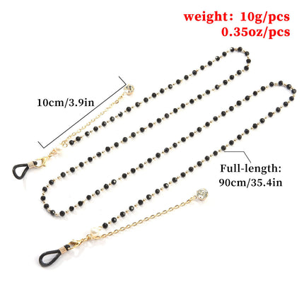 Black Beads Gold Eyeglass Lanyard Hold Straps