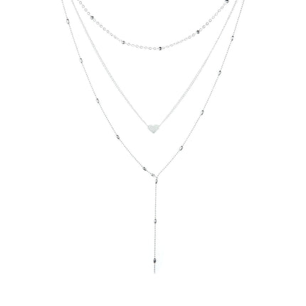 Women Necklaces Pendants 3 Multi Layer Heart Tassel Charm