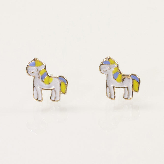 Colorful Unicorn Enamel Stud Earrings