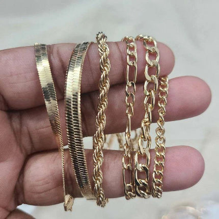Cuban Chain Hip Hop Bracelet Set