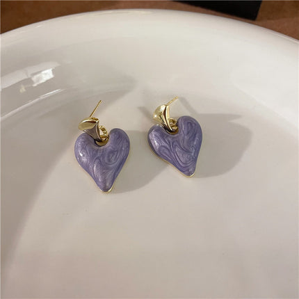 Enamel Heart Drop Earrings for Women