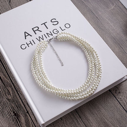 Multilayer Simulated Pearl Choker Necklace for Women - FASHION SHEGOODS LLC
