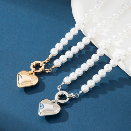 Imitation Pearl Multilayer Choker Necklace for Women Elegant Heart Pendant Necklace - FASHION SHEGOODS LLC