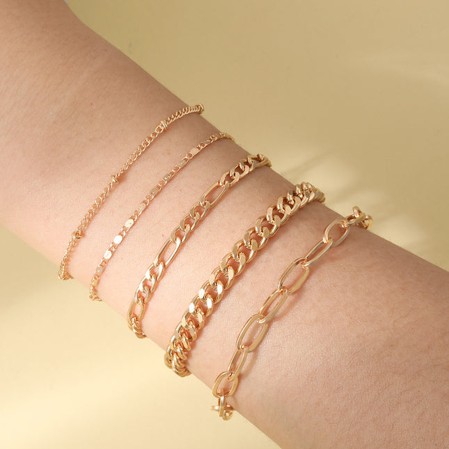 Simple Round Bead Chain Bracelet Set