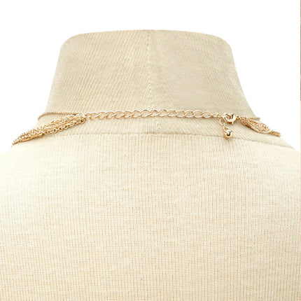 Multi Layer Tassel Metal Collarbone Chain Necklace - FASHION SHEGOODS LLC