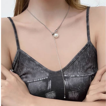 Adjustable Chain Pearl Necklace for Women