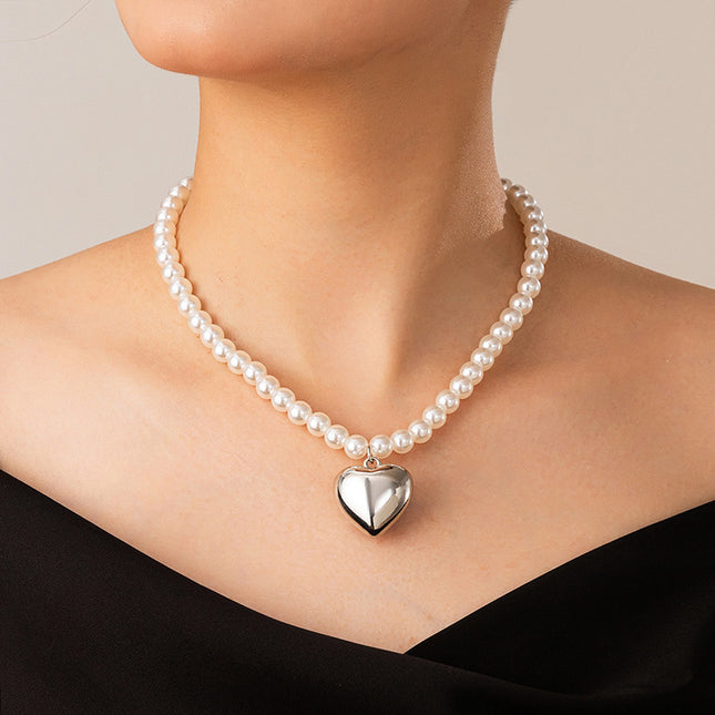 Heart Pearl Beads Chain Choker Necklaces - FASHION SHEGOODS LLC